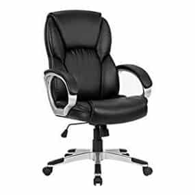 Mobiliario de oficina: SILLAS ERGONÓMICAS y CONFORTABLES - LANGRIA Silla Gaming de Oficina de Modelo Racing de Cuero Sintético PU con los Apoyabrazos Acolchados, Altura Ajustable, Mecanismo de la Inclinación de la Rodilla, Giratorio del 360°, Negro