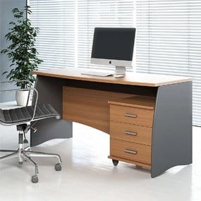 MESAS Y ESCRITORIOS- Mobimarket - Mesa Escritorio de 140 cm. con buc cajones en color castaño
