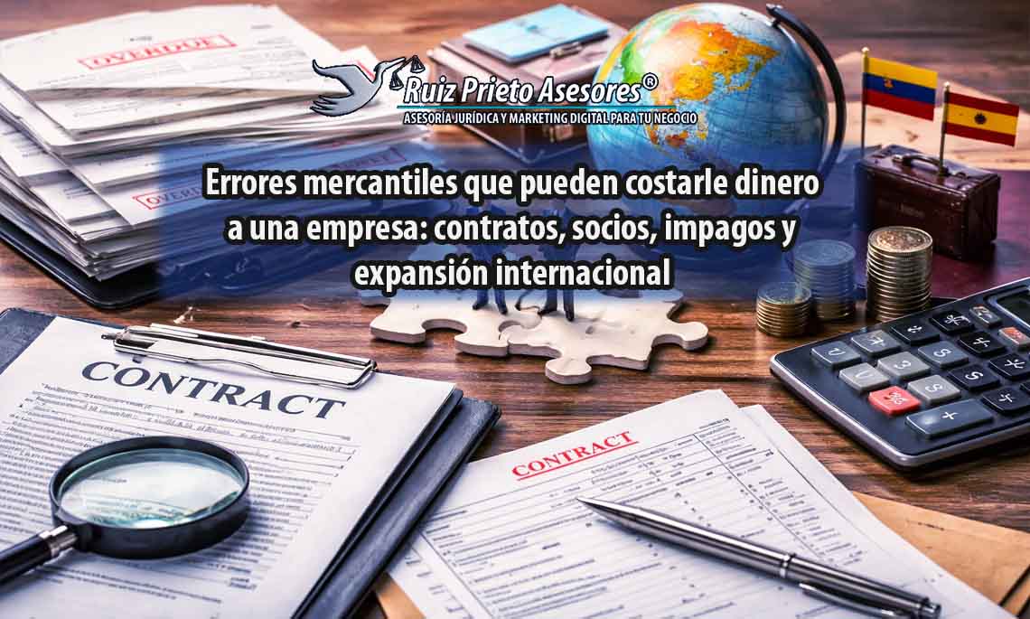 Errores mercantiles que pueden costarle dinero a una empresa: contratos, socios, impagos y expansión internacional