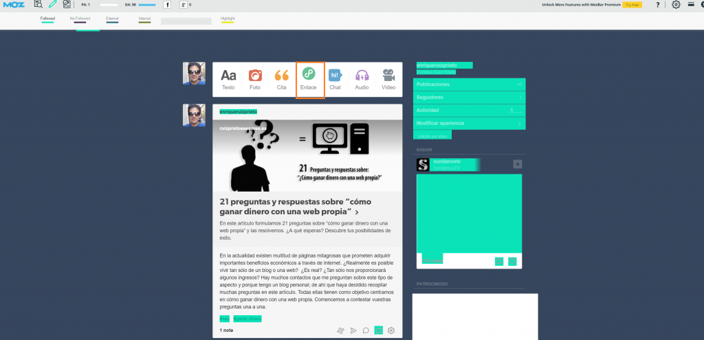 Tumblr y los enlaces dofollow